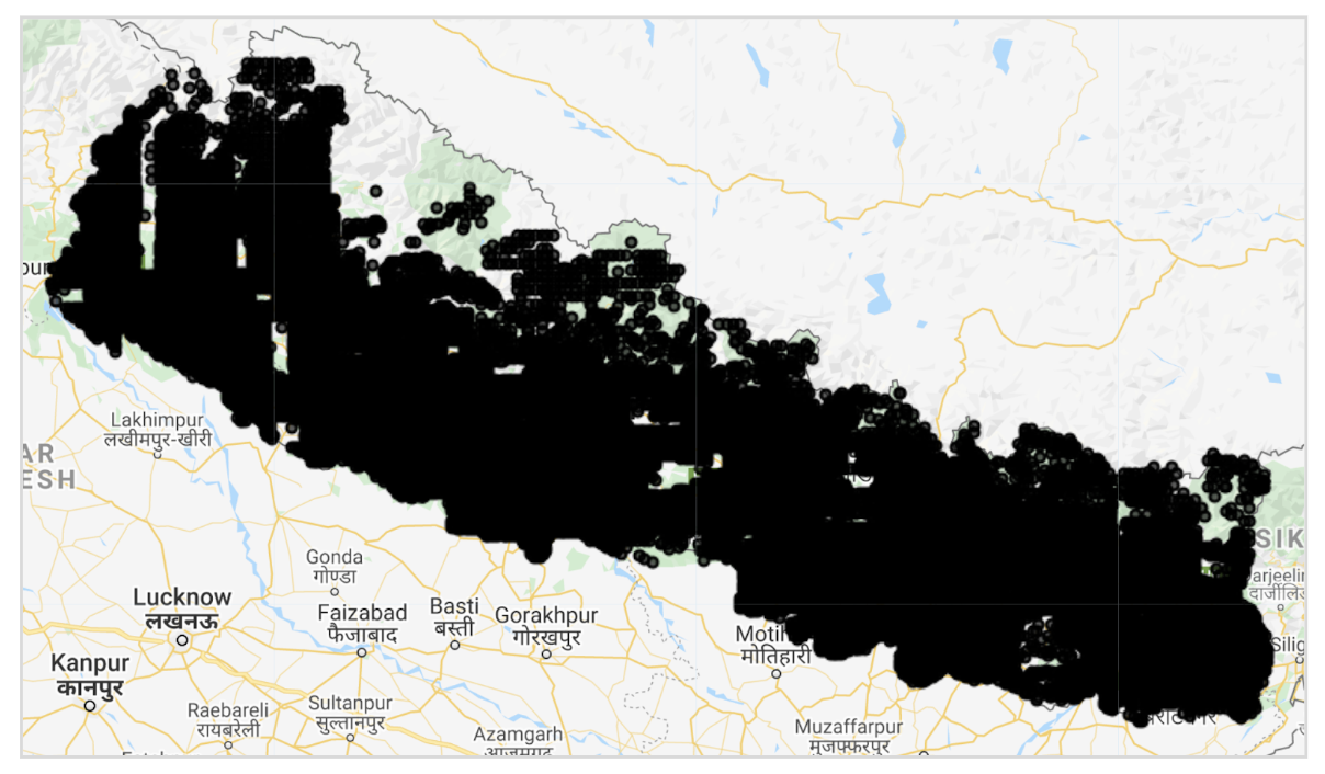Training data points used for running CODED in Nepal