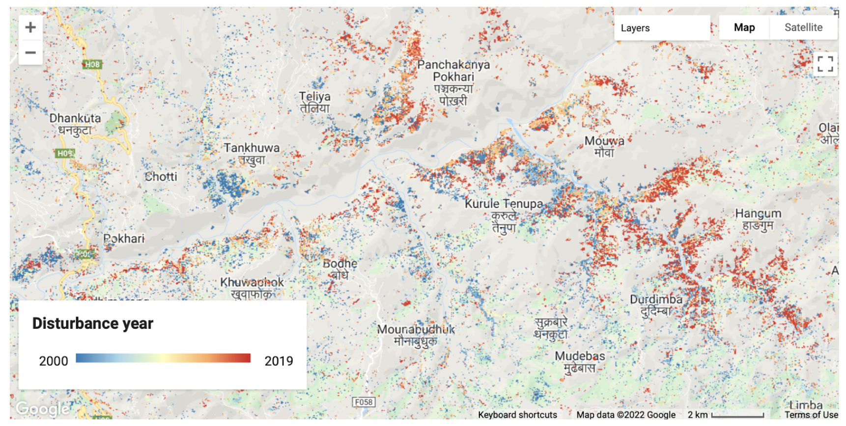 mapping year of first forest disturbance